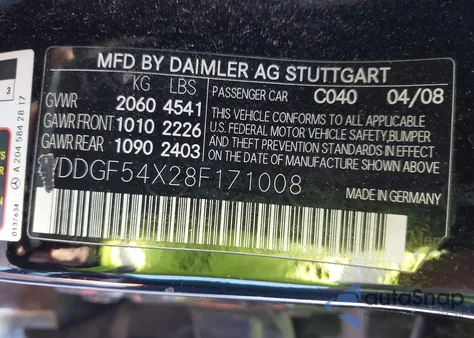 2008 Mercedes-Benz C 300 Luxury/Sport z USA, uszkodzony, nr VIN WDDGF54X28F171008